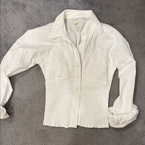 Maeve White Button-Down Women's Shirt